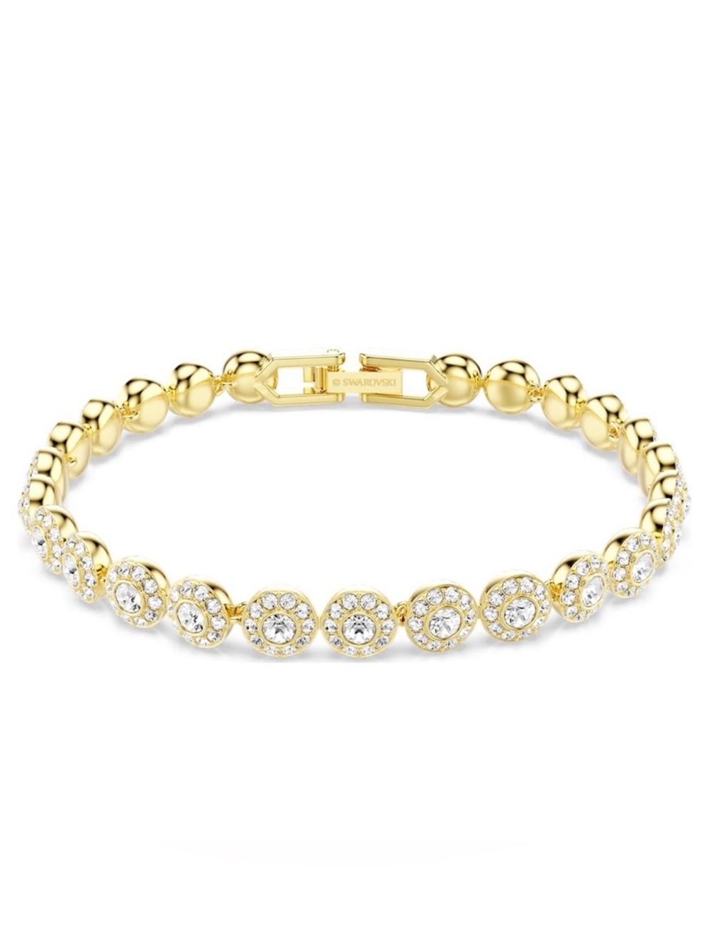Swarovski Una Yellow Gold-Plated Crystal Bracelet NIB Retail: $219 with Extender